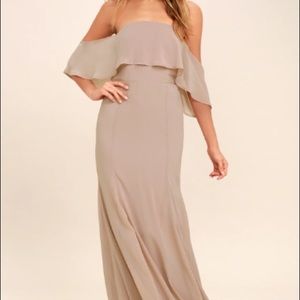Off the shoulder taupe dress from lulus